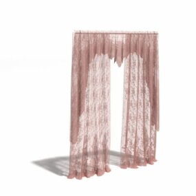 Modelo 3D de saia de renda com cortina transparente