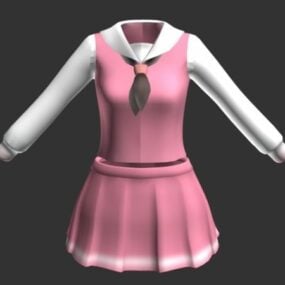 ピンクの学校の制服ファッション3Dモデル