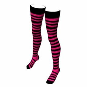 Pink Striped Stocking W Omen Fashion 3d model