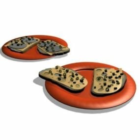 Pizza Food On Plate 3d model