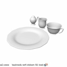 Tableware Plate And Cups 3d model