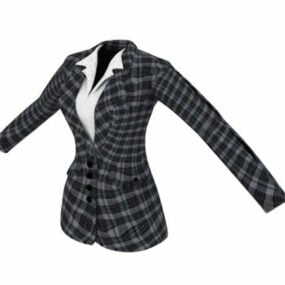 Jaqueta de terno xadrez roupas femininas modelo 3d