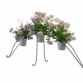 Flower Plant Stand With Pots 3d model