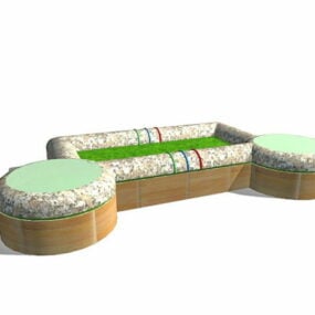 Outdoor Planters Bench Seating 3d model