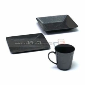 Plastic Dessert Plates And Cup 3d model