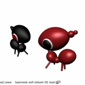 Modelo 3d de brinquedo animal de formigas de desenho animado de plástico
