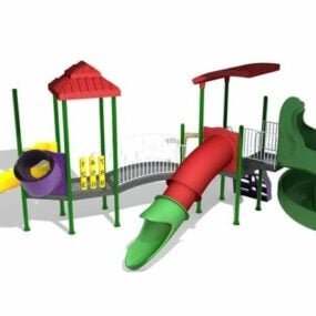 Slides de playground de plástico para crianças modelo 3d
