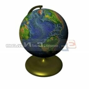 Modelo 3d de globos mundiais de plástico para mesa de escritório