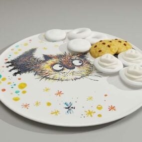 3д модель набора тарелок с печеньем