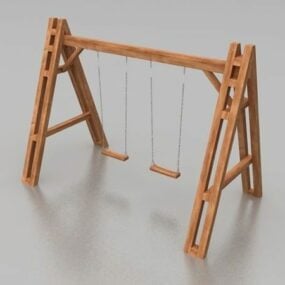 Zestawy huśtawek drewnianych na plac zabaw dla dzieci Model 3D