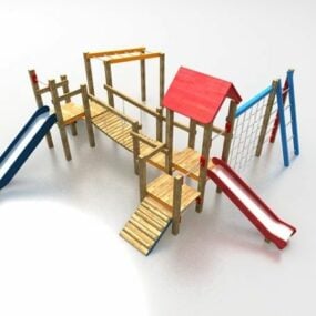 带滑梯的儿童玩具套装3D模型