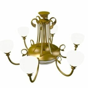 Polished Golden Brass Chandelier 3d model