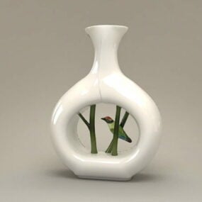 Porcelain Bird Vase Home Decoration 3d model