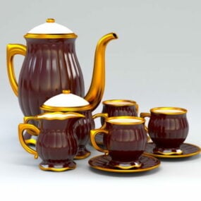 Set da caffè in porcellana cinese modello 3d
