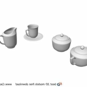 Porcelánová sada šálků na kávu 3D model