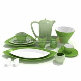 Green Porcelain Dinner 3d model