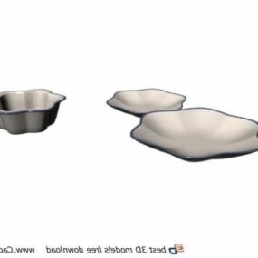 Porcelain Plates Bowl Decoration 3d model