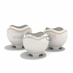 Pot Krimer Porselen Putih model 3d