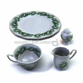 Porcelain Breakfast Plate With Textures 3d model