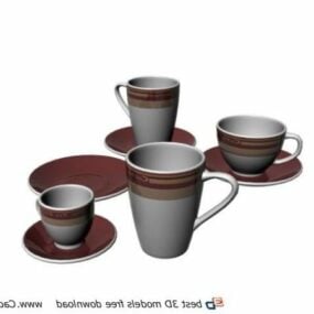 Tazas de café de porcelana modelo 3d