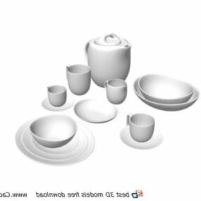 3д модель фарфорового сервиза посуды