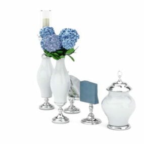 Porcelæn vase dekorationssæt 3d model