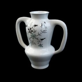 Antyczny chiński wazon porcelanowy z uchwytami Model 3D