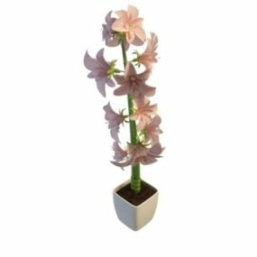 Modello 3d di fiori rosa di piante in vaso