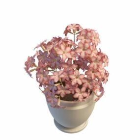 Indendørs dekoration Pink Flowers Pot 3d model