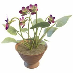 نموذج ثلاثي الأبعاد لزهور النباتات في غرفة المعيشة