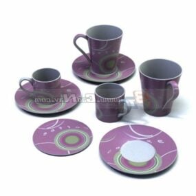 Pottery Cups Plates 3d model