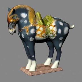 تمثال عتيق فخار مزجج حصان نموذج ثلاثي الأبعاد