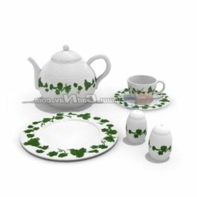 Pottery Tableware Tea Set 3d model
