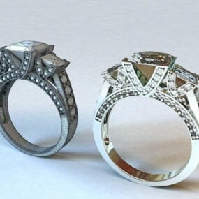 Smykker Princess Cut Diamond Ring 3d-modell