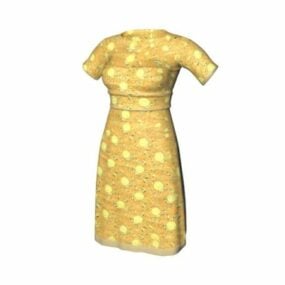 3д модель женского платья-футляра с принтом