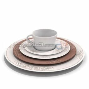 Printed Ceramic Plates With Cup 3d model