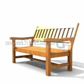 Public Space Wooden Patio Bench 3d model