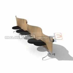 Modelo 3d de móveis para cadeiras de espera para espaço de descanso