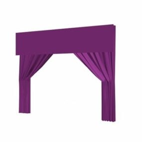Living Room Windows Purple Curtains 3d model