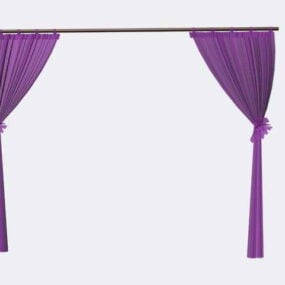 带背带的紫色窗户窗帘3d模型