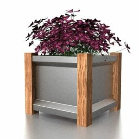 3D model venkovních květináčů na dřevo