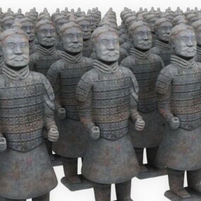 Modello 3d dei soldati di terracotta di Qin