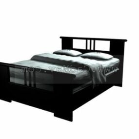 Furnitur Tempat Tidur Kayu Solid model 3d