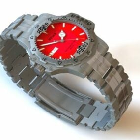 Kırmızı Kadranlı Yarışçı Saatleri 3D model