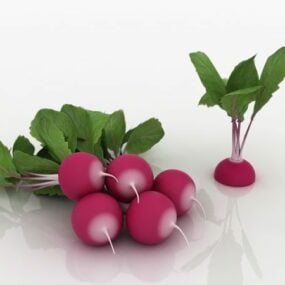 Vegetable Radishes With Plants 3d model