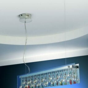 3д модель роскошного прямоугольного стеклянного подвесного светильника