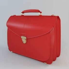 กระเป๋าเอกสารหนังสีแดงแบบ 3 มิติ
