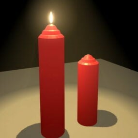 House Red Candle Burning 3d model
