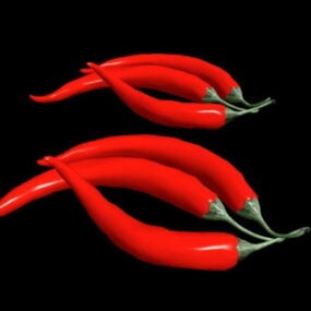 Realistisches 3D-Modell der roten Chilischoten
