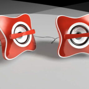 Small Red Computer Speakers 3d model